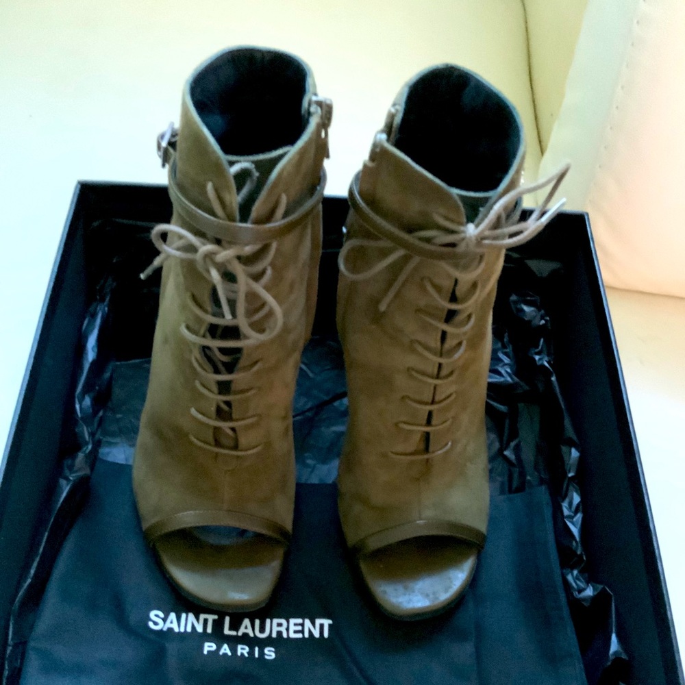 SAINT LAURENT KID SCAMOSCIATO LACE UP BOOTIES - Picture 3 of 7